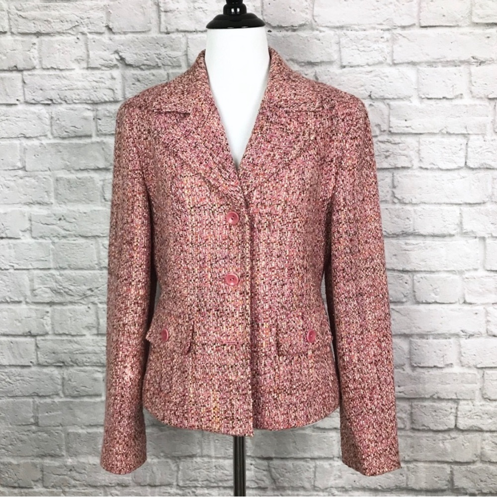 Talbots Pink Wool Tweed Blazer Jacket size 6